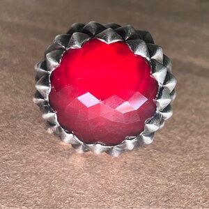 Stephen Webster Sterling Silver Ring Super Stud Size 8 Quartz MOP Doublet Red